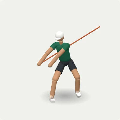 Figura 3D de una persona haciendo un ejercicio de rotación con banda